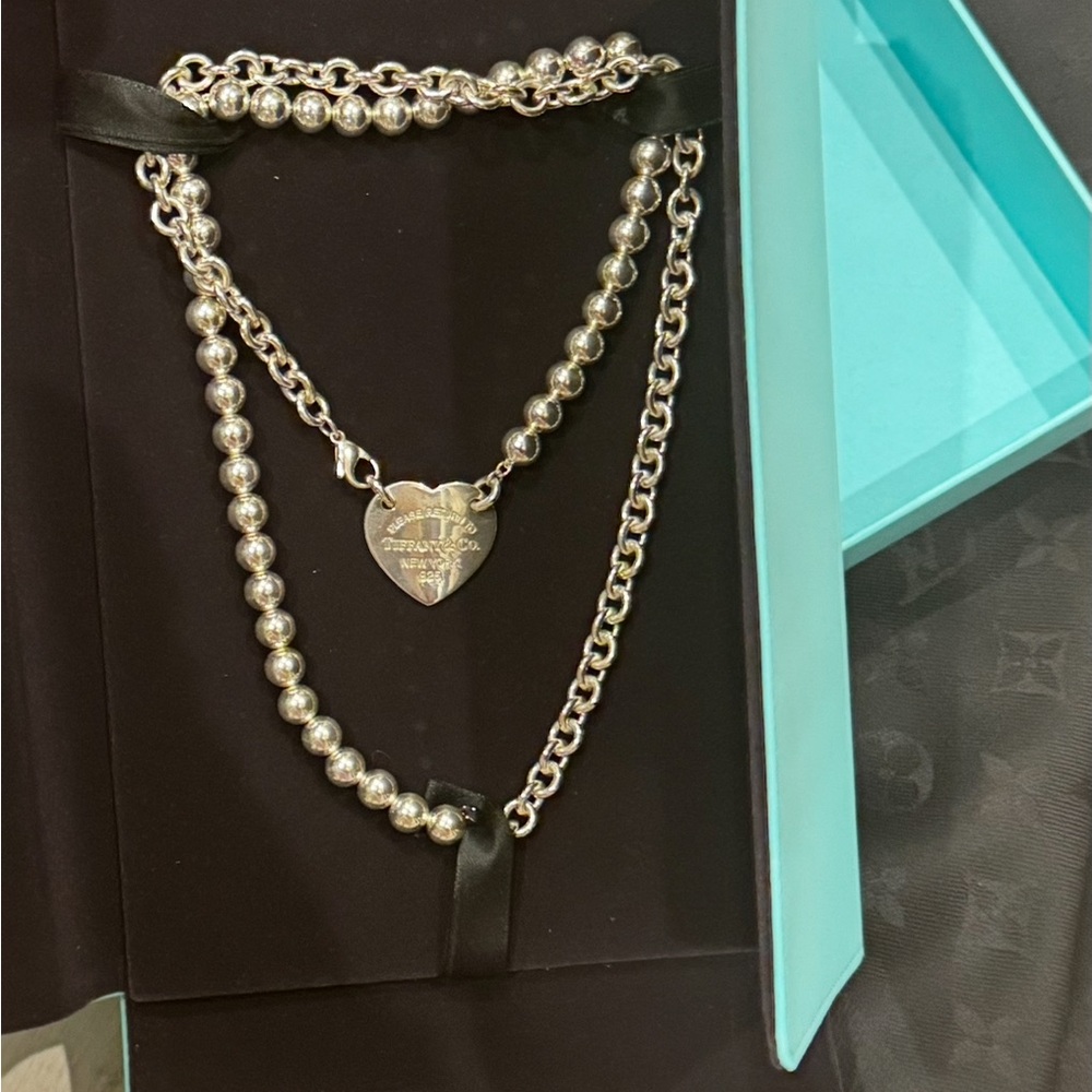 Silver Heart Pendant Wrap Necklace Tiffany&Co